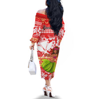 Personalised Hawaii Mele Kalikimaka Family Matching Off Shoulder Long Sleeve Dress and Hawaiian Shirt Santa Claus and Hula Dancing Merry Christmas LT9 - Polynesian Pride