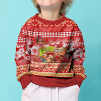 Personalised Hawaii Mele Kalikimaka Kid Ugly Christmas Sweater Santa Claus and Hula Dancing Merry Christmas LT9 - Polynesian Pride