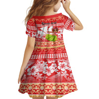 Personalised Hawaii Mele Kalikimaka Kid Short Sleeve Dress Santa Claus and Hula Dancing Merry Christmas LT9 - Polynesian Pride