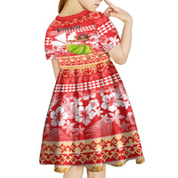 Personalised Hawaii Mele Kalikimaka Kid Short Sleeve Dress Santa Claus and Hula Dancing Merry Christmas LT9 - Polynesian Pride
