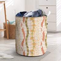 Hawaiian Ohia Lehua Lei Laundry Basket Plaid Palaka Ahiehie Pattern - Polynesian Pride