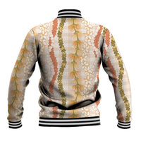 Hawaiian Ohia Lehua Lei Baseball Jacket Plaid Palaka Ahiehie Pattern - Polynesian Pride