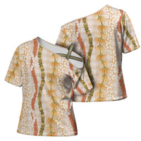 Hawaiian Ohia Lehua Lei Cross Shoulder Shirt Plaid Palaka Ahiehie Pattern - Polynesian Pride