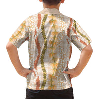 Hawaiian Ohia Lehua Lei Family Matching Off Shoulder Short Dress and Hawaiian Shirt Plaid Palaka Ahiehie Pattern - Polynesian Pride