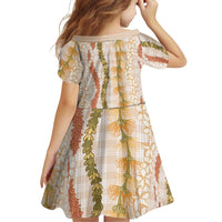 Hawaiian Ohia Lehua Lei Family Matching Off Shoulder Short Dress and Hawaiian Shirt Plaid Palaka Ahiehie Pattern LT9 - Polynesian Pride