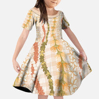 Hawaiian Ohia Lehua Lei Family Matching Short Sleeve Bodycon Dress and Hawaiian Shirt Plaid Palaka Ahiehie Pattern - Polynesian Pride