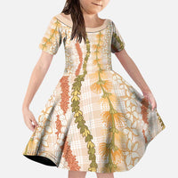 Hawaiian Ohia Lehua Lei Family Matching Summer Maxi Dress and Hawaiian Shirt Plaid Palaka Ahiehie Pattern - Polynesian Pride