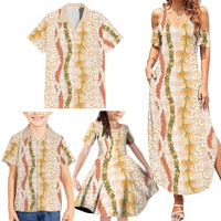 Hawaiian Ohia Lehua Lei Family Matching Summer Maxi Dress and Hawaiian Shirt Plaid Palaka Ahiehie Pattern - Polynesian Pride