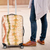 Hawaiian Ohia Lehua Lei Luggage Cover Plaid Palaka Ahiehie Pattern - Polynesian Pride