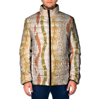 Hawaiian Ohia Lehua Lei Padded Jacket Plaid Palaka Ahiehie Pattern - Polynesian Pride