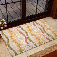 Hawaiian Ohia Lehua Lei Rubber Doormat Plaid Palaka Ahiehie Pattern - Polynesian Pride