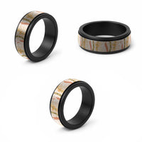 Hawaiian Ohia Lehua Lei Spinner Ring Plaid Palaka Ahiehie Pattern - Polynesian Pride