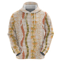 Hawaiian Ohia Lehua Lei Zip Hoodie Plaid Palaka Ahiehie Pattern - Polynesian Pride