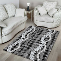 Hawaiian Ohia Lehua Lei Area Rug Plaid Palaka Eleele Pattern - Polynesian Pride