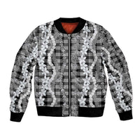 Hawaiian Ohia Lehua Lei Bomber Jacket Plaid Palaka Eleele Pattern - Polynesian Pride