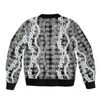 Hawaiian Ohia Lehua Lei Bomber Jacket Plaid Palaka Eleele Pattern - Polynesian Pride