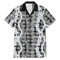 Hawaiian Ohia Lehua Lei Family Matching Off Shoulder Maxi Dress and Hawaiian Shirt Plaid Palaka Eleele Pattern - Polynesian Pride