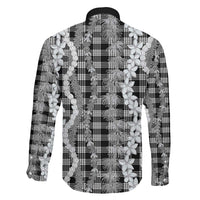 Hawaiian Ohia Lehua Lei Family Matching Off Shoulder Maxi Dress and Hawaiian Shirt Plaid Palaka Eleele Pattern - Polynesian Pride