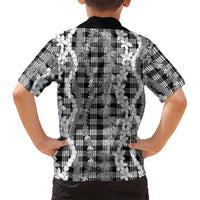 Hawaiian Ohia Lehua Lei Family Matching Off Shoulder Short Dress and Hawaiian Shirt Plaid Palaka Eleele Pattern - Polynesian Pride