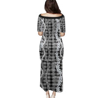 Hawaiian Ohia Lehua Lei Family Matching Puletasi and Hawaiian Shirt Plaid Palaka Eleele Pattern - Polynesian Pride