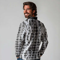 Hawaiian Ohia Lehua Lei Long Sleeve Polo Shirt Plaid Palaka Eleele Pattern - Polynesian Pride