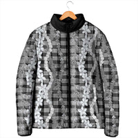 Hawaiian Ohia Lehua Lei Padded Jacket Plaid Palaka Eleele Pattern - Polynesian Pride