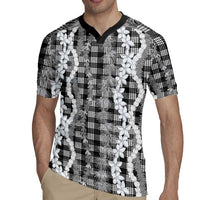 Hawaiian Ohia Lehua Lei Rugby Jersey Plaid Palaka Eleele Pattern - Polynesian Pride