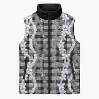 Hawaiian Ohia Lehua Lei Sleeveless Puffer Jacket Plaid Palaka Eleele Pattern - Polynesian Pride