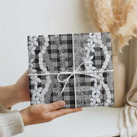 Hawaiian Ohia Lehua Lei Wrapping Paper Plaid Palaka Eleele Pattern - Polynesian Pride