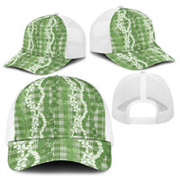 Hawaiian Ohia Lehua Lei Baseball Net Cap Plaid Palaka Omaomao Pattern - Polynesian Pride