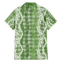 Hawaiian Ohia Lehua Lei Family Matching Short Sleeve Bodycon Dress and Hawaiian Shirt Plaid Palaka Omaomao Pattern - Polynesian Pride