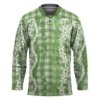 Hawaiian Ohia Lehua Lei Hockey Jersey Plaid Palaka Omaomao Pattern - Polynesian Pride