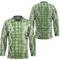 Hawaiian Ohia Lehua Lei Hockey Jersey Plaid Palaka Omaomao Pattern - Polynesian Pride