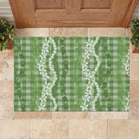 Hawaiian Ohia Lehua Lei Rubber Doormat Plaid Palaka Omaomao Pattern - Polynesian Pride