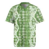 Hawaiian Ohia Lehua Lei Rugby Jersey Plaid Palaka Omaomao Pattern LT9 Green - Polynesian Pride