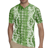 Hawaiian Ohia Lehua Lei Rugby Jersey Plaid Palaka Omaomao Pattern LT9 - Polynesian Pride