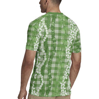 Hawaiian Ohia Lehua Lei Rugby Jersey Plaid Palaka Omaomao Pattern LT9 - Polynesian Pride