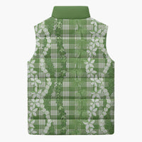 Hawaiian Ohia Lehua Lei Sleeveless Puffer Jacket Plaid Palaka Omaomao Pattern - Polynesian Pride