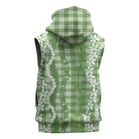 Hawaiian Ohia Lehua Lei Sleeveless Zip Hoodie Plaid Palaka Omaomao Pattern - Polynesian Pride