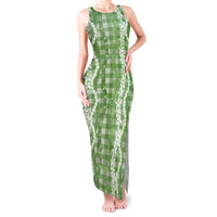 Hawaiian Ohia Lehua Lei Tank Maxi Dress Plaid Palaka Omaomao Pattern - Polynesian Pride