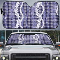 Hawaiian Ohia Lehua Lei Auto Sun Shade Plaid Palaka Uliuli hohonu Pattern - Polynesian Pride