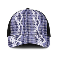 Hawaiian Ohia Lehua Lei Baseball Net Cap Plaid Palaka Uliuli hohonu Pattern - Polynesian Pride