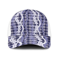 Hawaiian Ohia Lehua Lei Baseball Net Cap Plaid Palaka Uliuli hohonu Pattern - Polynesian Pride