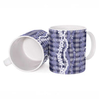 Hawaiian Ohia Lehua Lei Ceramic Mug Plaid Palaka Uliuli hohonu Pattern - Polynesian Pride
