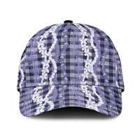 Hawaiian Ohia Lehua Lei Classic Cap Plaid Palaka Uliuli hohonu Pattern LT9 Universal Fit Navy - Polynesian Pride