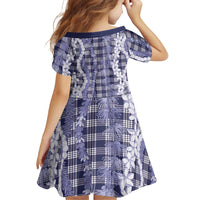 Hawaiian Ohia Lehua Lei Family Matching Off Shoulder Short Dress and Hawaiian Shirt Plaid Palaka Uliuli hohonu Pattern LT9 - Polynesian Pride