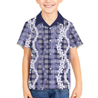 Hawaiian Ohia Lehua Lei Family Matching Short Sleeve Bodycon Dress and Hawaiian Shirt Plaid Palaka Uliuli hohonu Pattern LT9 - Polynesian Pride