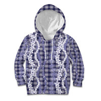 Hawaiian Ohia Lehua Lei Kid Hoodie Plaid Palaka Uliuli hohonu Pattern - Polynesian Pride