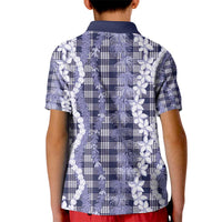 Hawaiian Ohia Lehua Lei Kid Polo Shirt Plaid Palaka Uliuli hohonu Pattern - Polynesian Pride