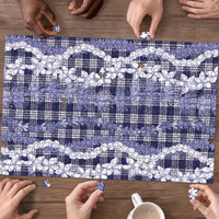 Hawaiian Ohia Lehua Lei Puzzle Plaid Palaka Uliuli hohonu Pattern - Polynesian Pride
